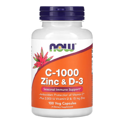 Vitamina C-1000, Zinc si D-3, 100 capsule, Now Foods -