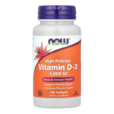 Vitamina D-3, 1,000 UI, 120 gelule moi, Now Foods -