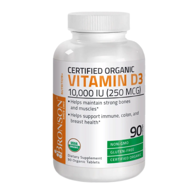 Vitamina D3 Organica, 10.000 UI, 90 tablete, Bronson Laboratories -