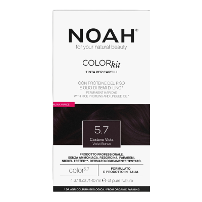 Vopsea de par naturala fara amoniac, 5.7 Saten violet, Color kit, 140 ml, Noah -