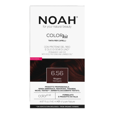 Vopsea de par naturala fara amoniac, 6.56 Mahon, Color kit, 140 ml, Noah -