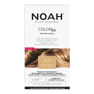Vopsea de par naturala fara amoniac, 9.3 Blond California, Color kit, 140 ml, Noah -