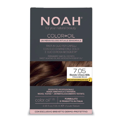 Vopsea de par permanenta fara amoniac, 7.05 Chocolate Blond, Color in Oil, 135 ml, Noah -