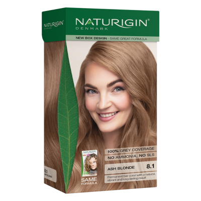 Vopsea pentru par nuanta 8.1 Ash Blonde, 115 ml, Naturigin -